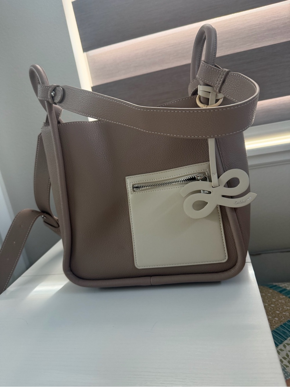 Taupe and Cream Crossbody Shoulder Bag House of Little Bunny